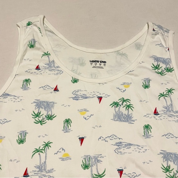 Lands End Mens Sleeveless Tank Top Size XL Palm Trees - Picture 2 of 15